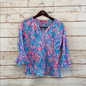 Lilly Pulitzer Willa Flounce Sleeve Blouse